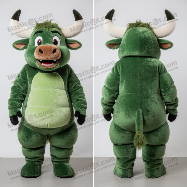 Emerald green broad shouldered minotaur mascot -