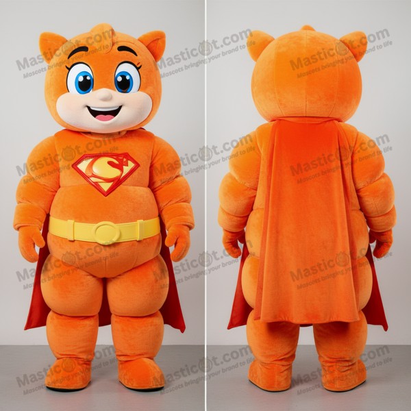Bright Orange Padded Superhero Mascot - Masticot.com