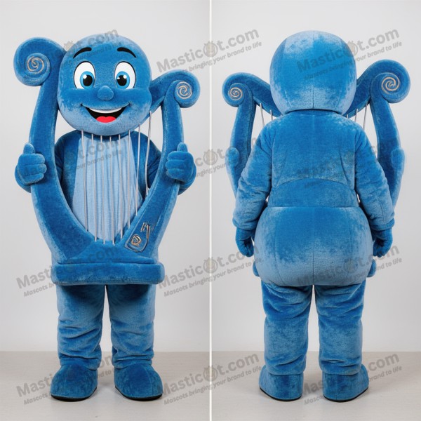 Azure blue harmonious celtic harp mascot - Masticot.com