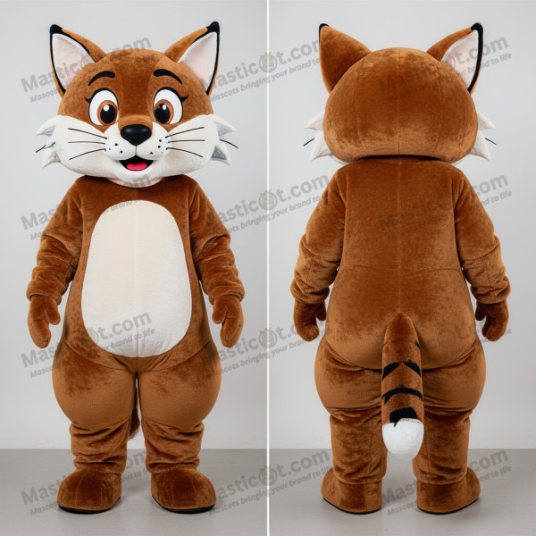 Velvety brown playful bobcat mascot - Masticot.com