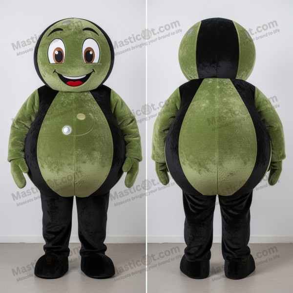 Olive green broad shouldered petanque ball mascot -
