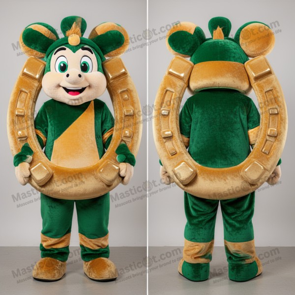 Gouden pluche hoefijzer mascotte - Masticot.com