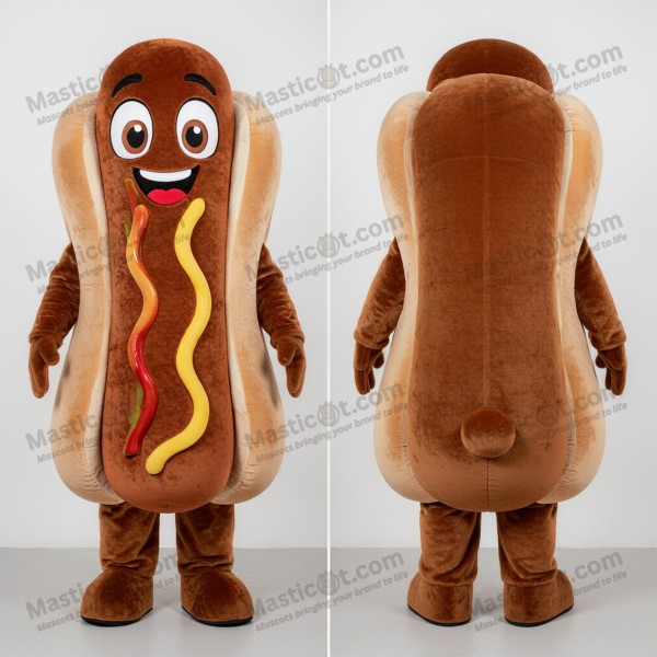Brown plump hot dog mascot - Masticot.com