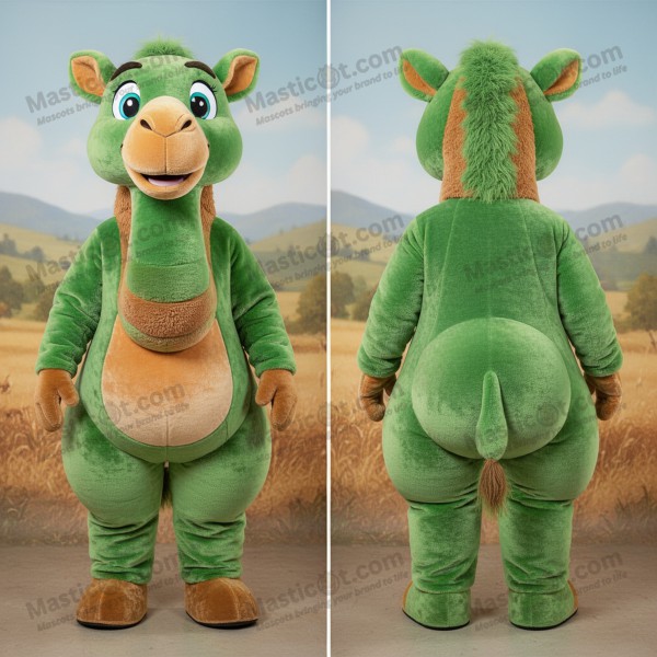 Velvety green friendly camel mascot - Masticot.com