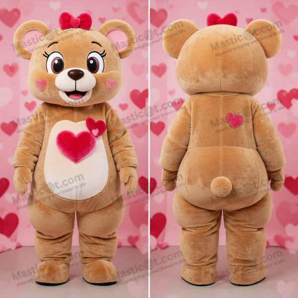Tan fluffy teddy bear mascot - Masticot.com
