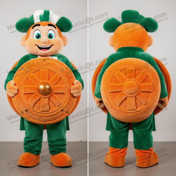 Orange velvety celtic shield mascot - Masticot.com