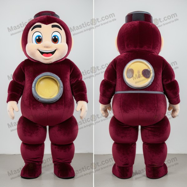 Boneco Mascote Bola Humana Aveludada em Borgonha - Bala de Canhão Humana - MASTICOT_4686 - Masticot.com