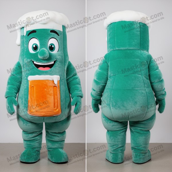 Teal green beer bottle mascot - Masticot.com