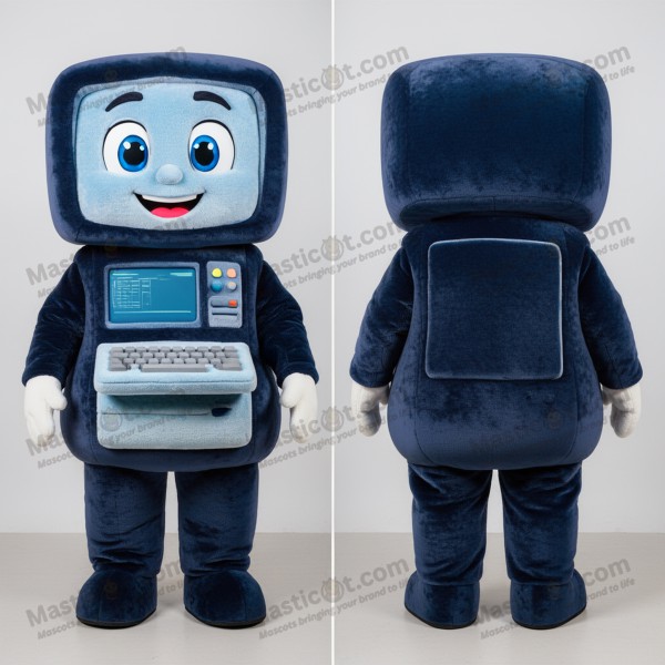 Navy blue friendly computer mascot - Masticot.com
