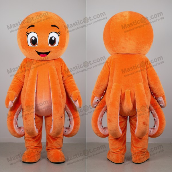Bright Orange Velvety Octopus Mascot - Masticot.com