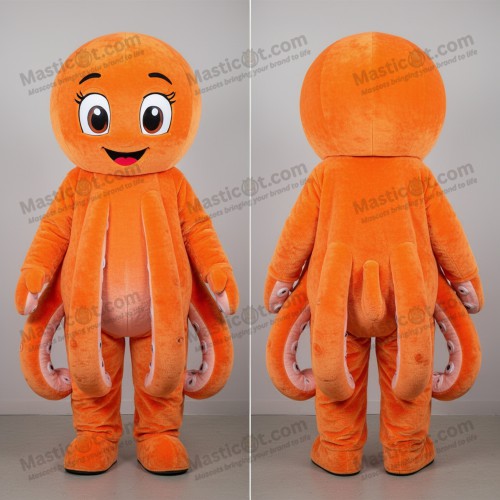 Ljusorange Sammetsbläckfiskmaskot - Bläckfisk - MASTICOT_4701 - Masticot.com