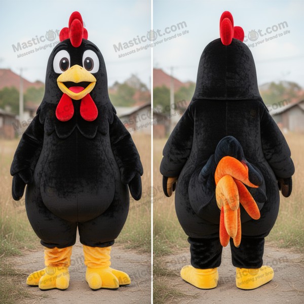 Mascotă cocoș negru catifelat - Masticot.com