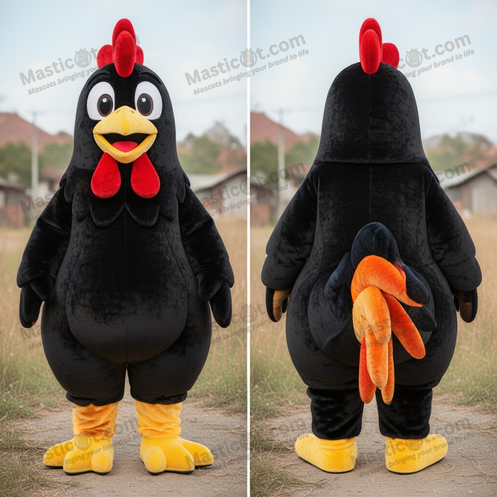 Mascotă cocoș negru catifelat - Masticot.com