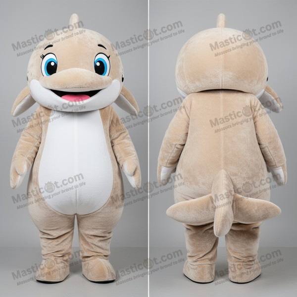 Plážově béžový plyšový hravý velrybí maskot - Masticot.com