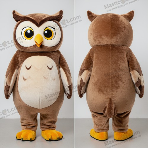 Visdomsfull brun uglen-maskot - Ugle - MASTICOT_47349 - Masticot.com