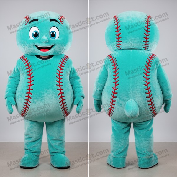 Turkis fløyelsbaseballball-maskot - Masticot.com