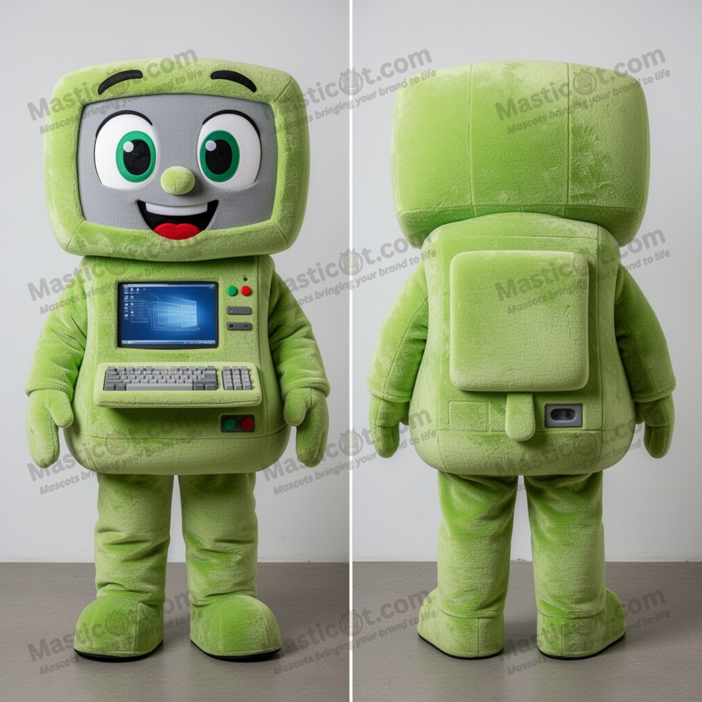 Lime Green Rounded Computer Mascot - Masticot.com