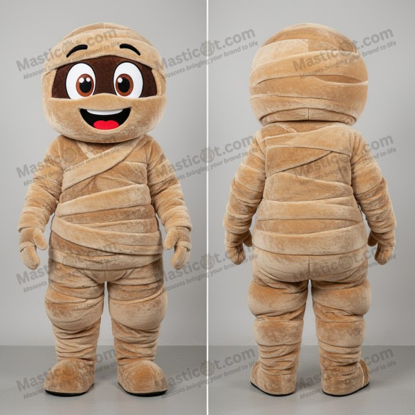 Tan velvety mummy mascot - Masticot.com
