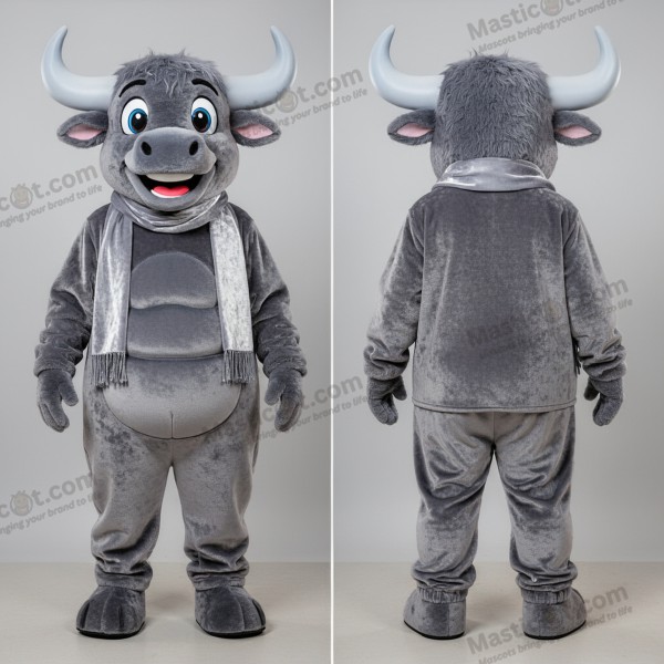 Velvety gray playful yak mascot - Yak - MASTICOT_47526 - Masticot.com