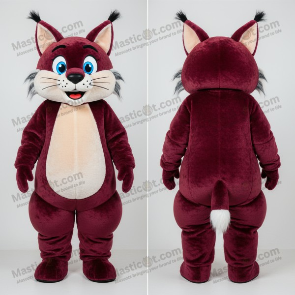 Maroon broad shouldered lynx mascot - Masticot.com