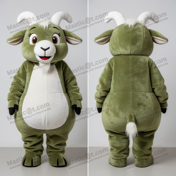 Mascotă capră angora catifelată, verde măsliniu -