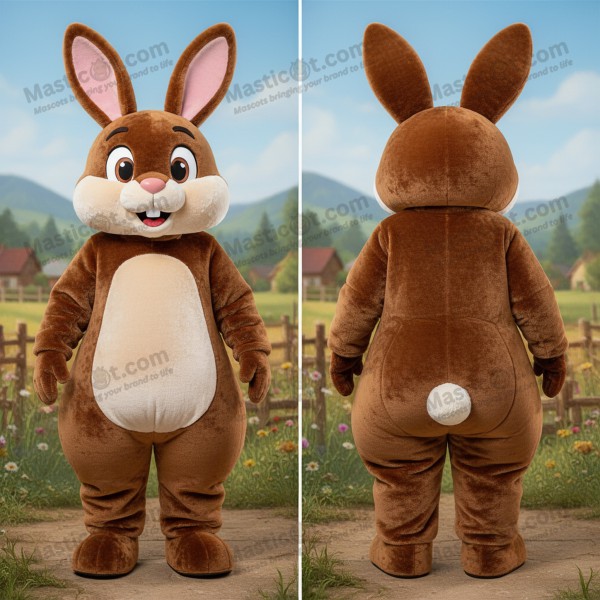 Brown cuddly rabbit mascot - Masticot.com