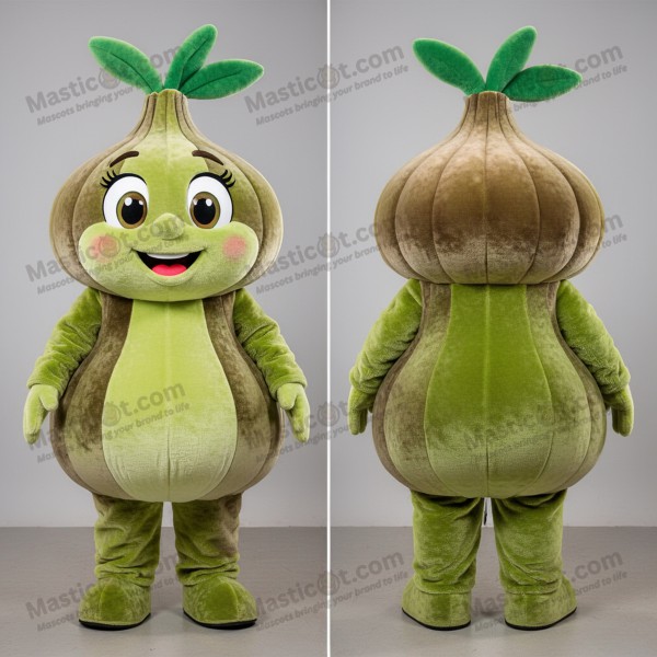 Velvety green broad shouldered onion mascot - Masticot.com