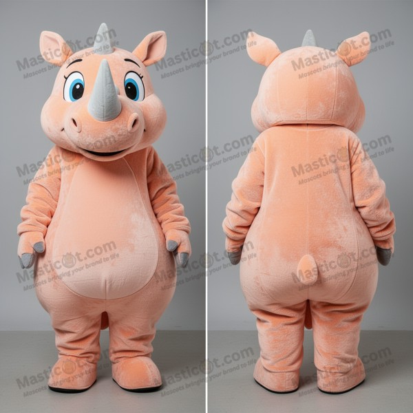 Peach velvety rhinoceros mascot - Masticot.com