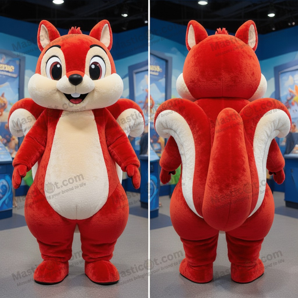 Russet red broad tailed flying squirrel mascot -