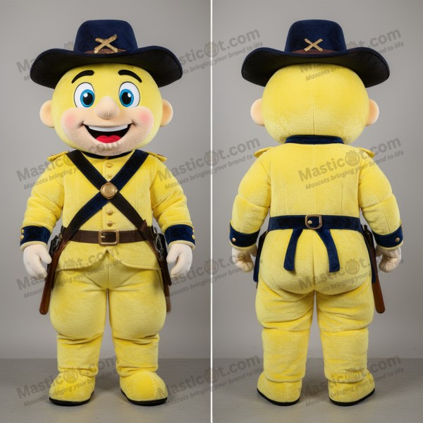 Lemon Yellow Padded Civil War Soldier Mascot - Masticot.com