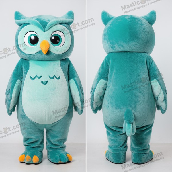 Teal soft rounded owl mascot - Owl - MASTICOT_47903 - Masticot.com