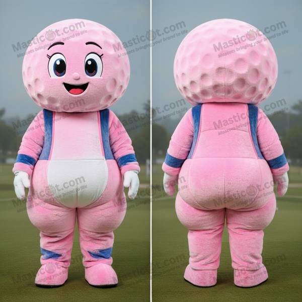 Vibrant pink spherical golf ball mascot - Masticot.com
