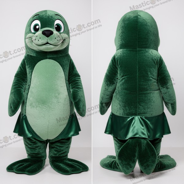 Mascota de lobo marino esponjoso verde bosque - León Marino - MASTICOT_47979 - Masticot.com