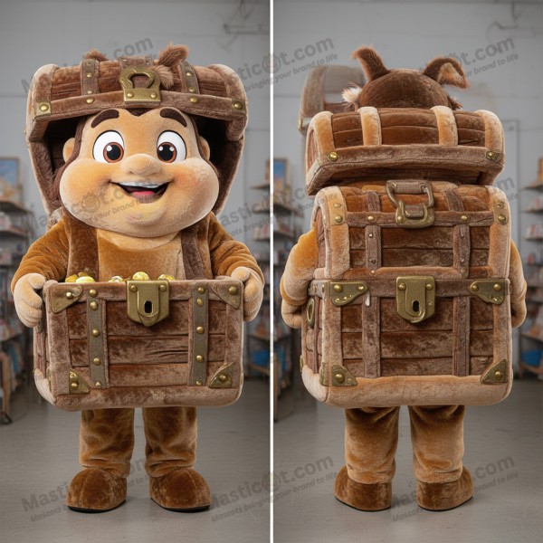 Rust & Gold Cartoon Treasure Chest Mascot - Masticot.com