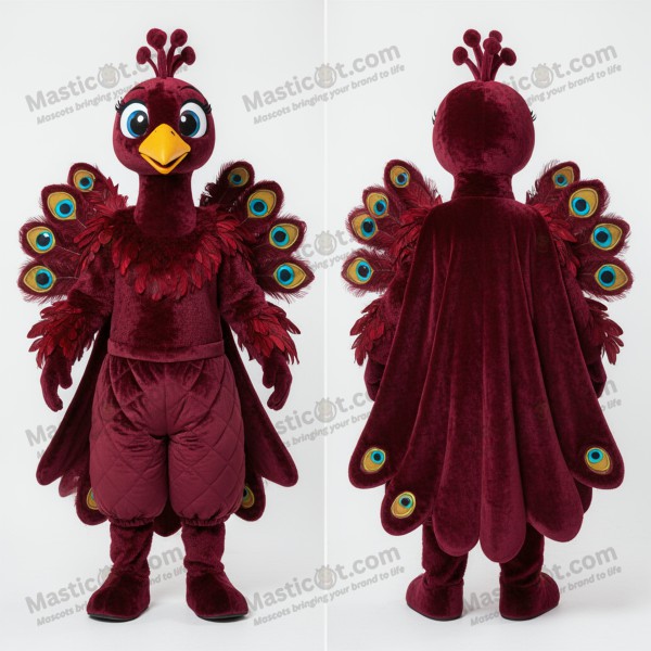 Crimson feathered broad tailed peacock mascot - Masticot.com