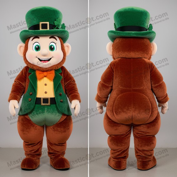 Rust orange wide eyed leprechaun mascot - Masticot.com