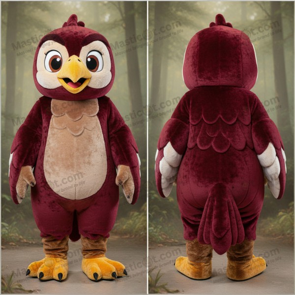 Maroon plush falcon mascot - Masticot.com