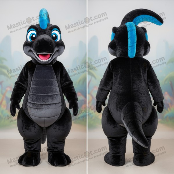 Schwarzer breit schulteriger Parasaurolophus-Maskottchen -