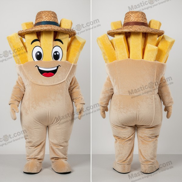 Gullbrune sprø franske pommes frites maskotdrakt - Pommes frites - MASTICOT_48209 - Masticot.com