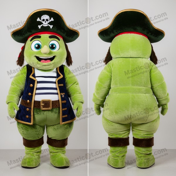 Lime green playful pirate mascot - Masticot.com