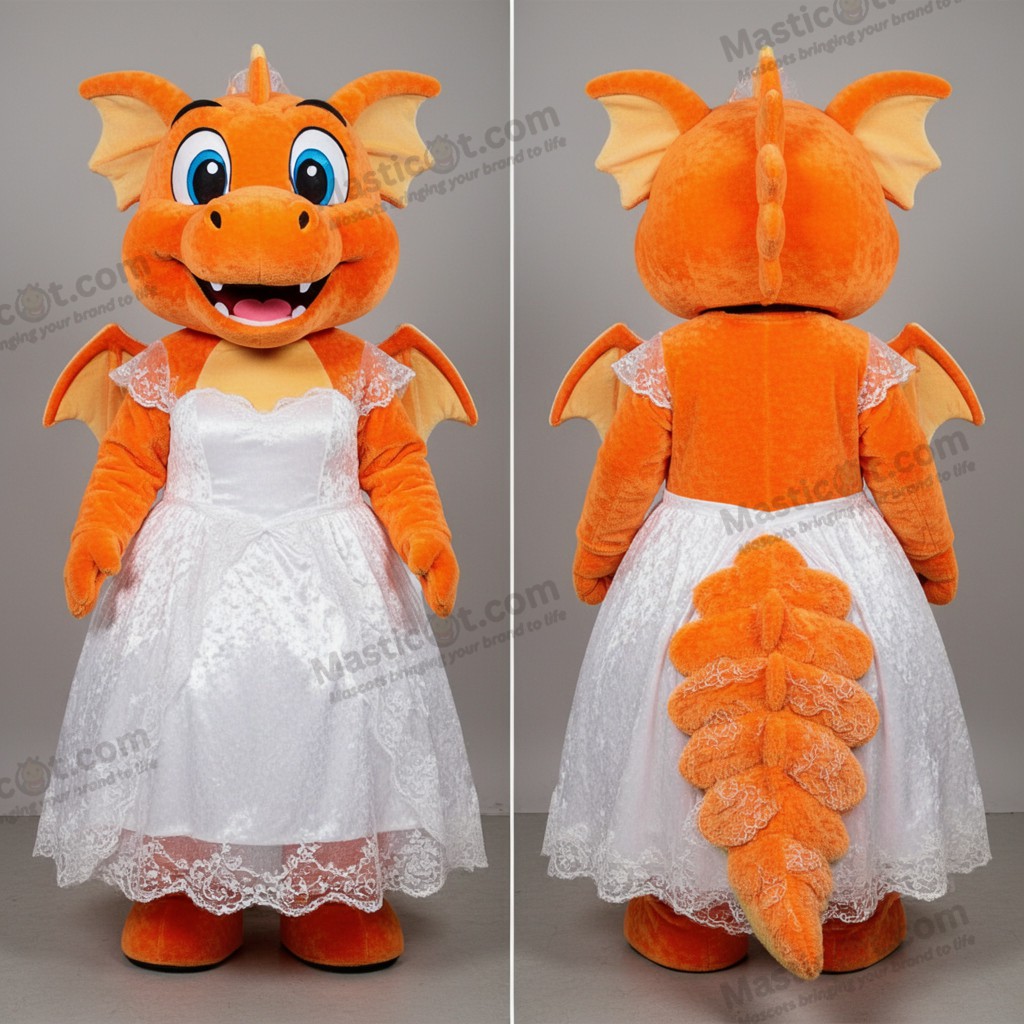 Orange bryllupsdrage mascot - Drage - MASTICOT_48327 - Masticot.com
