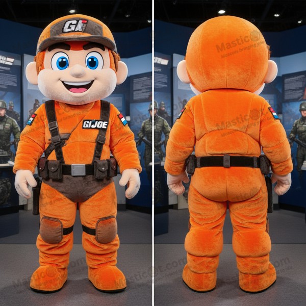 Vibrant Orange Cartoon Gi Joe Mascot - Masticot.com