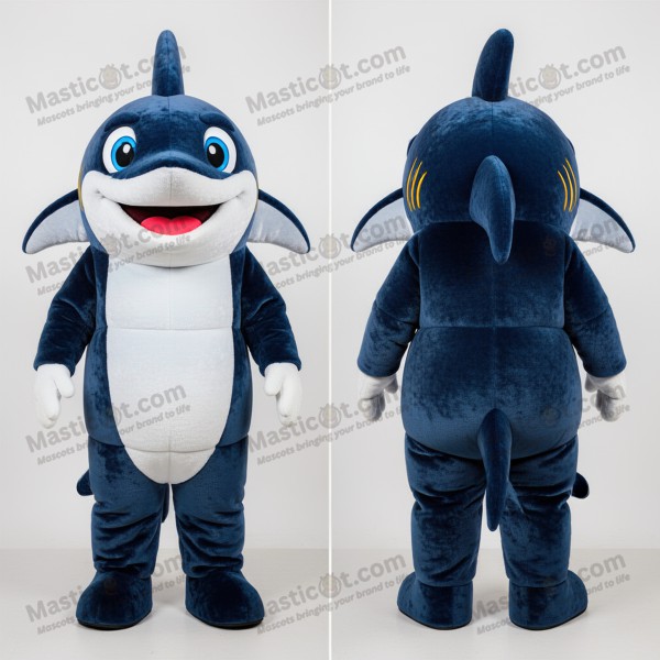 Navy blue velvety swordfish mascot - Masticot.com