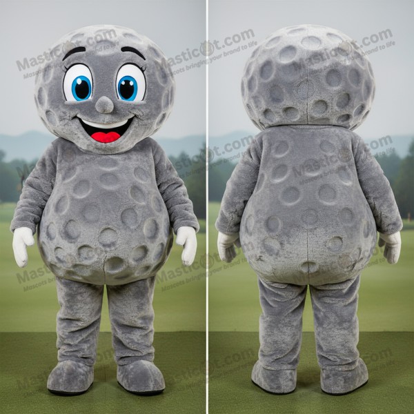Velvety gray golf ball mascot - Masticot.com