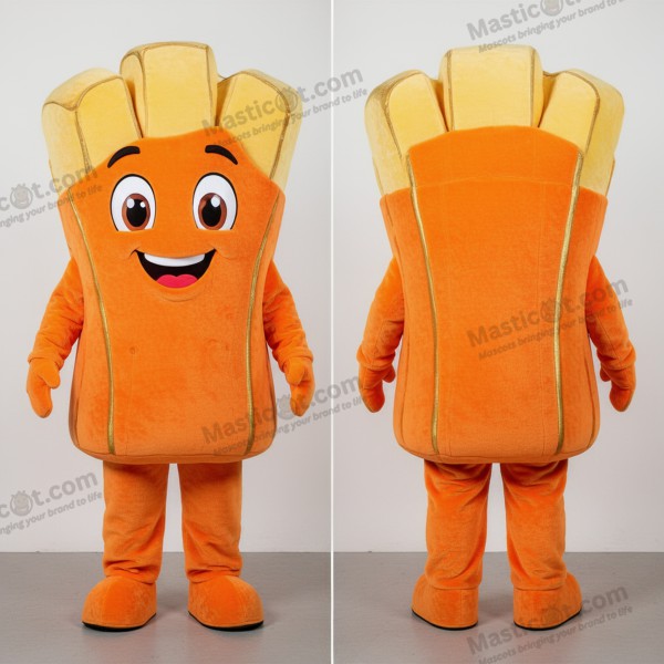Oransje glad potetgull-maskot - Pommes frites - MASTICOT_48370 - Masticot.com