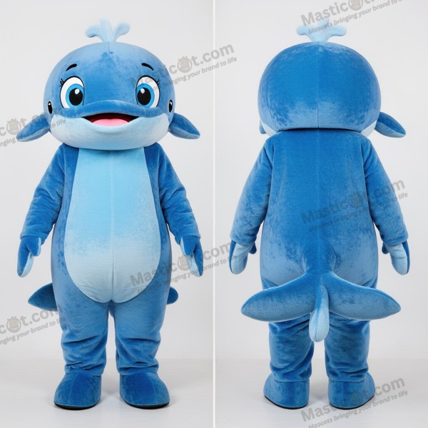 Soft blue friendly whale mascot - Whale - MASTICOT_48381 - Masticot.com