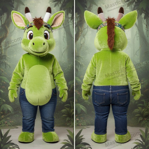 Limegrøn kærlig okapi-maskot - Okapi - MASTICOT_48391 - Masticot.com