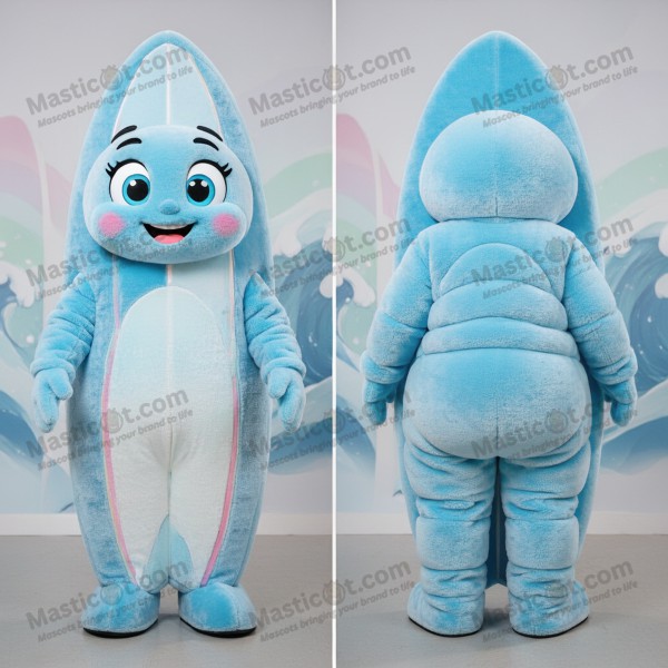 Sky blue wavy surfboard mascot - Surfboard - Masticot.com