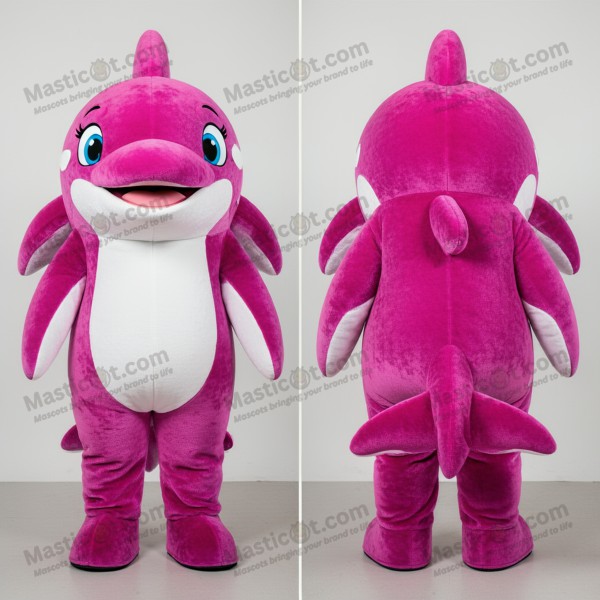 Magenta fløyelsdelfin maskot - Masticot.com