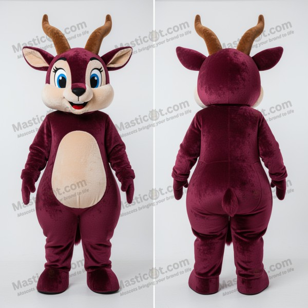 Maroon Cartoon Gazelle Mascot - Masticot.com